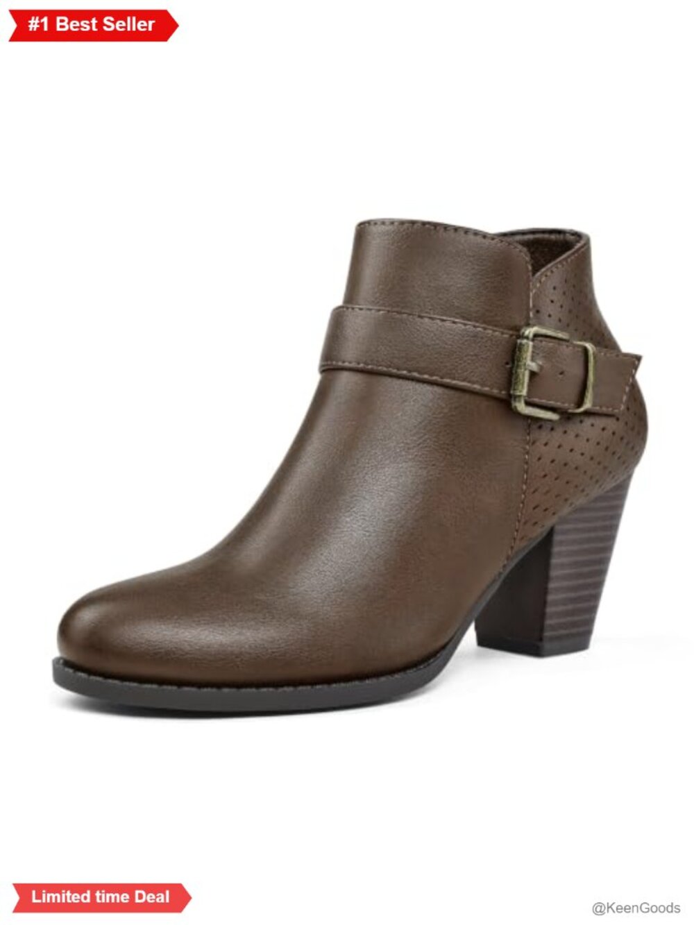 Women's PU Leather Ankle Boots Stacked Chunky Heel Booties Side Zipper